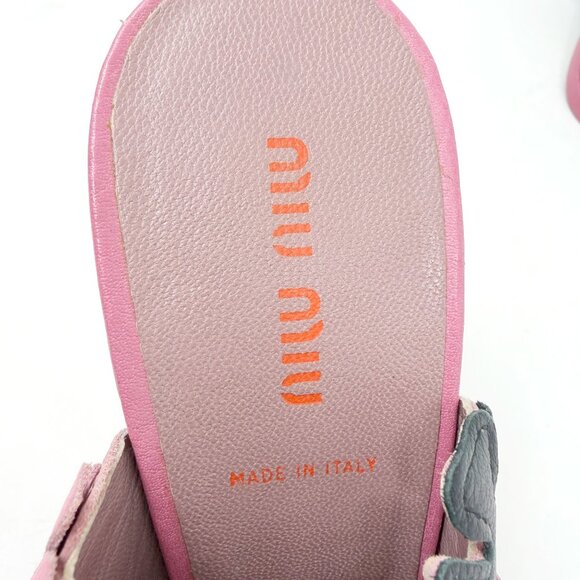Vintage Miu Miu Y2K Mules Floral Pink Black Heels – Size 38.5 - Picture 6 of 9